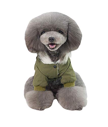Izefia Ropa para Perros Abrigo Engrosado Sudaderas con Capucha Ropa de Trabajo Perro Uniforme Militar suéter del ejército Chaqueta de algodón para Perro pequeño Perro Mediano Gato (Verde,M)
