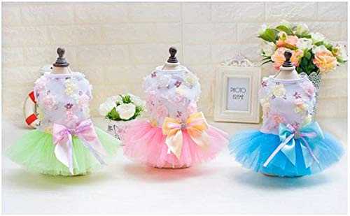 Izefia Vestido de Perro Falda de Cachorro Vestidos de Princesa para Perros Tutu Flor Boda Encaje Vestido de Lazo de Lujo para Perro Pequeño Niña (M,Verde)