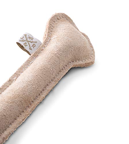 Jack & Russell Huesos de Juguete de Cuero - Huesos de Cuero Natural para Perros - Masticar Cuero Natural - Holmes Bone (Beige)
