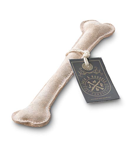 Jack & Russell Huesos de Juguete de Cuero - Huesos de Cuero Natural para Perros - Masticar Cuero Natural - Holmes Bone (Beige)