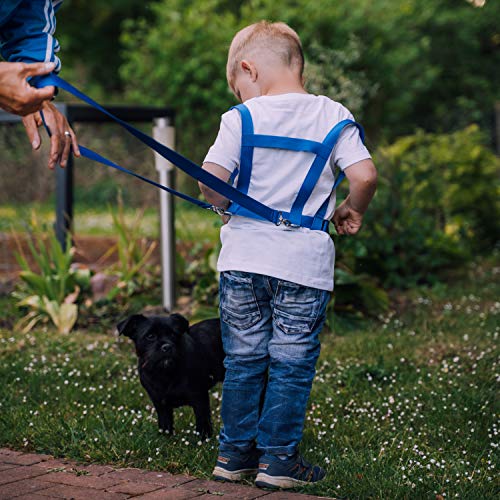 Janna natural goods Arnés de caballo para niños de 3 a 12 años – Correa para jugar para niñas y niños en color azul – Jinete de caballos, 2 piezas cabestro y correa para correr al aire libre