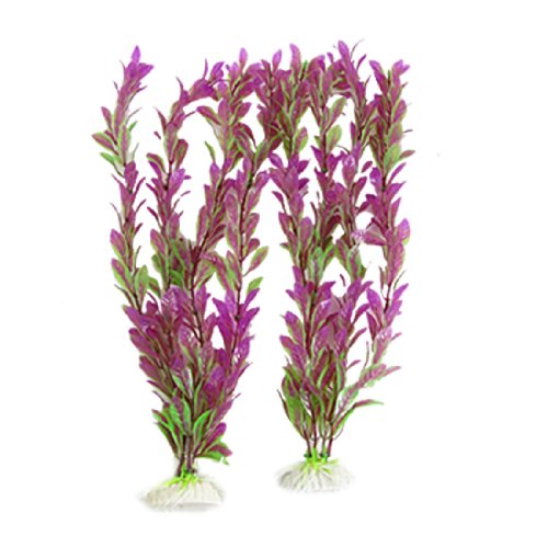 Jardin plástico Acuario Planta Artificial, Verde, 2 Piezas, Color Morado