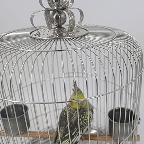 Jaula de Pájaros Copa de la jaula de aves de acero inoxidable puede colgar la copa de alimentos for mascotas, adecuado for canario loro cálculo negro fénix peonía budgerigar jaula con Soporte Rodante