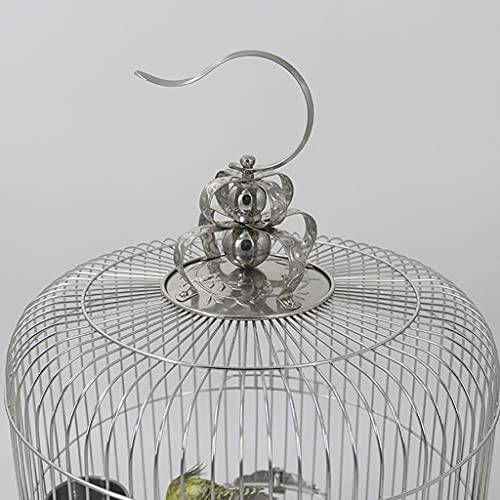 Jaula de Pájaros Copa de la jaula de aves de acero inoxidable puede colgar la copa de alimentos for mascotas, adecuado for canario loro cálculo negro fénix peonía budgerigar jaula con Soporte Rodante