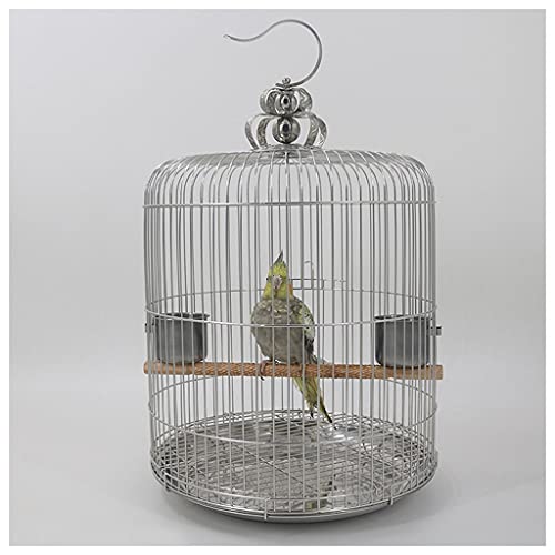 Jaula de Pájaros Copa de la jaula de aves de acero inoxidable puede colgar la copa de alimentos for mascotas, adecuado for canario loro cálculo negro fénix peonía budgerigar jaula con Soporte Rodante