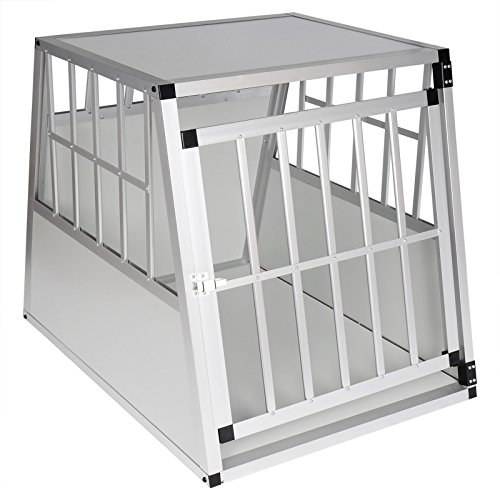 Jaula de Viaje de Transporte de Jaula para Perros de Aluminio Blanco y Negro con 1 Puerta para Mascotas, Jaula para Perros, casa, Suministros para Mascotas,Blanco,