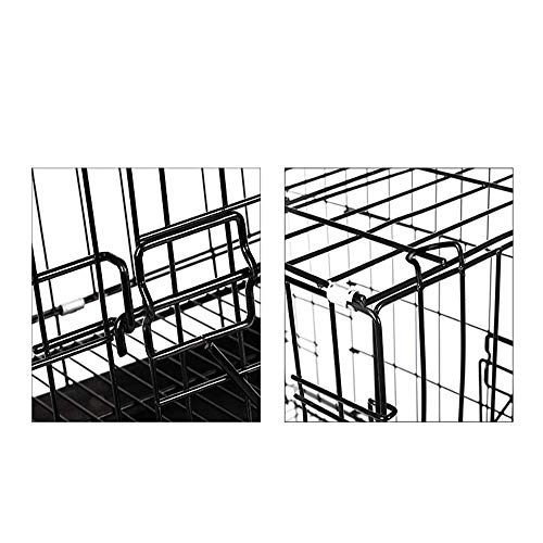 Jaula para perros Mascota Jaula plegable metal negro Jaula para cachorros Puertas con bandeja para gatos Puerta doble plata Puerta mediana Plástico Pequeño Peluche sin masticar Pelo dorado Hierro Aco