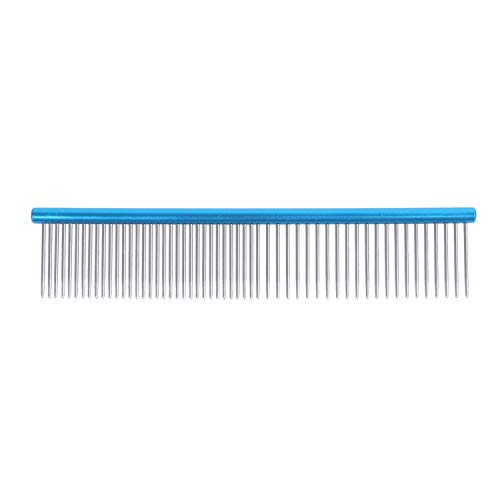Jdeijfev Peine para Mascotas - Peine de Metal para Perros, Gatos y Otras Mascotas, Gran Herramienta para Arrojar Azul 16 Cm