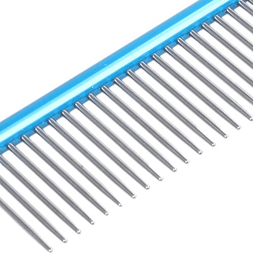 Jdeijfev Peine para Mascotas - Peine de Metal para Perros, Gatos y Otras Mascotas, Gran Herramienta para Arrojar Azul 16 Cm