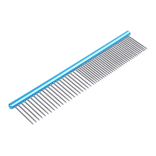 Jdeijfev Peine para Mascotas - Peine de Metal para Perros, Gatos y Otras Mascotas, Gran Herramienta para Arrojar Azul 16 Cm