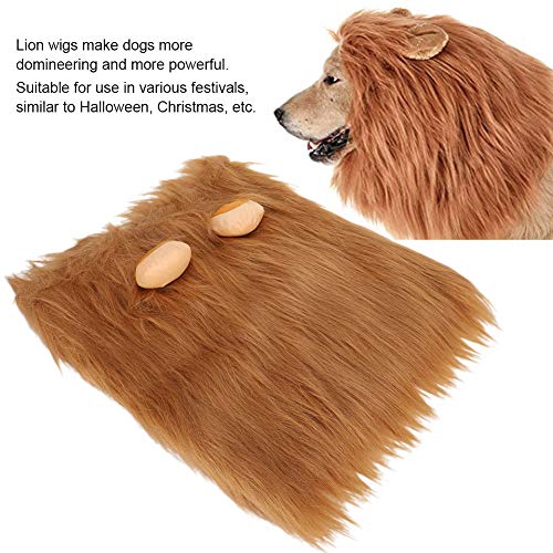 Jeanoko Peluca de Melena de león, Tocado, Disfraz Elegante, Ropa de Halloween, Peluca de Melena para Perros, Disfraz de Mascota para caniche, Pomerania, etc.(L)