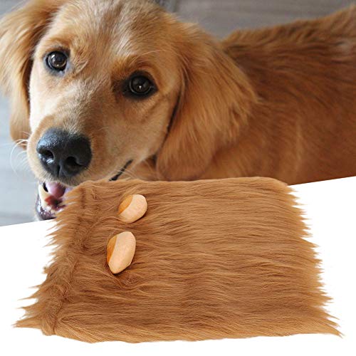 Jeanoko Peluca de Melena de león, Tocado, Disfraz Elegante, Ropa de Halloween, Peluca de Melena para Perros, Disfraz de Mascota para caniche, Pomerania, etc.(L)