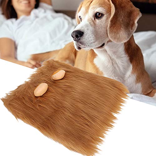 Jeanoko Peluca de Melena de león, Tocado, Disfraz Elegante, Ropa de Halloween, Peluca de Melena para Perros, Disfraz de Mascota para caniche, Pomerania, etc.(L)