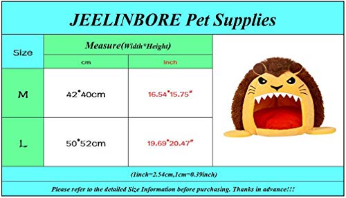 JEELINBORE Cojín extraíble Suave Casa Cama de Tiburón para Gatos Perros Pequeños Cueva para Mascotas (M: 42 * 40CM, León # Amarilloa)
