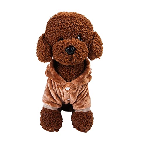 Jersey para cachorros, sudadera con capucha para perro, Chihuahua, suéter elástico para perro (S, marrón)