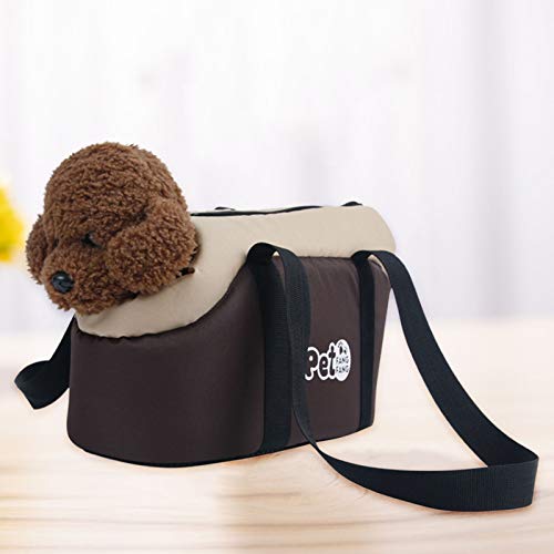 Jiacheng29_ Porta Mascotas Suave, Bolsa De Transporte con Almohadilla Interior De Tela Ajustable De Lados Suaves para Mascotas Café S
