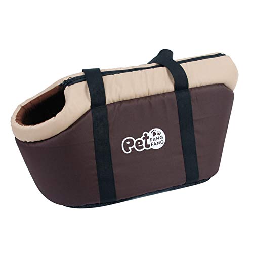 Jiacheng29_ Porta Mascotas Suave, Bolsa De Transporte con Almohadilla Interior De Tela Ajustable De Lados Suaves para Mascotas Café S