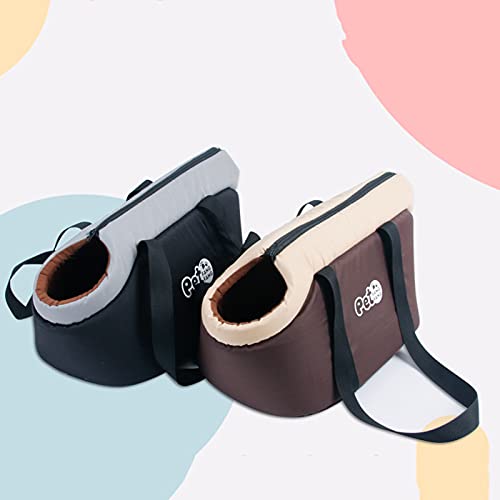Jiacheng29_ Porta Mascotas Suave, Bolsa De Transporte con Almohadilla Interior De Tela Ajustable De Lados Suaves para Mascotas Café S