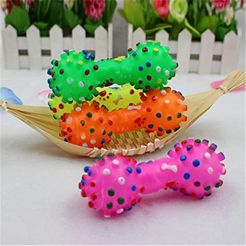 JIANDONG Juguete Divertido de mascar Perrito del Gato del Perro casero 1pcs Sonido chirriante del Lunar de Juguete de Goma con Mancuernas (Color : Multicolor, Size : Free Size)