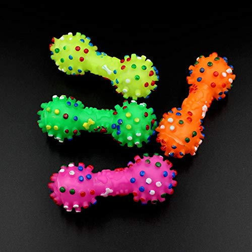 JIANDONG Juguete Divertido de mascar Perrito del Gato del Perro casero 1pcs Sonido chirriante del Lunar de Juguete de Goma con Mancuernas (Color : Multicolor, Size : Free Size)