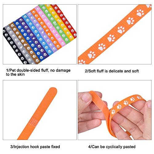 Jinlaili 12 Piezas Collares de identificación para Cachorros, Collares Cachorro de Identificación de Mascotas, Collares Suave Ajustables Etiqueta De Identificación para Mascota Recién Nacidos