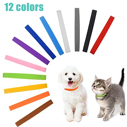 Jinlaili 12 Piezas Collares ID Cachorros, Collare de Identificación para Cachorro Suaves, Banda de Cachorro Ajustable, Collare Cachorro Recién Nacido, Perro Identificación Banda Reutilizable, L 35CM