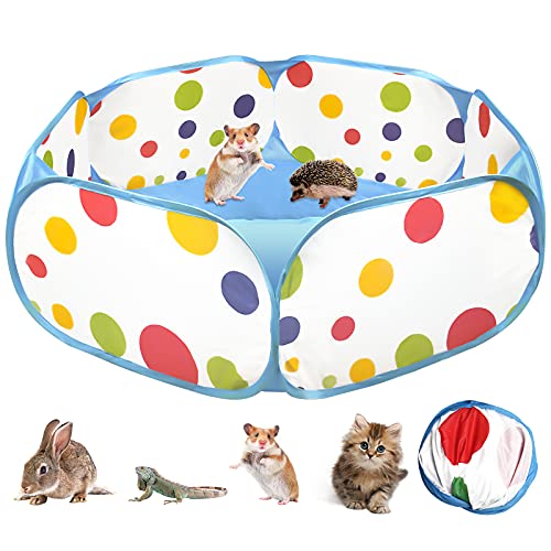 Jinlaili Plegable Tienda de campaña, Transpirable Interior Exterior Carpa Liviana Jaula, Valla de Jaula de Animales Pequeños, Parque para Conejillos de Indias Conejos Hámster Chinchillas Erizos (Azul)