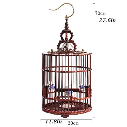 JINLIAN205-SHOP jaulas para pajaros Jaula de pájaros cáachero Circular pájaro Jaula casa Linterna Madera Talla decoración de Madera Nido de Madera Jaula periquitos (Color : A)
