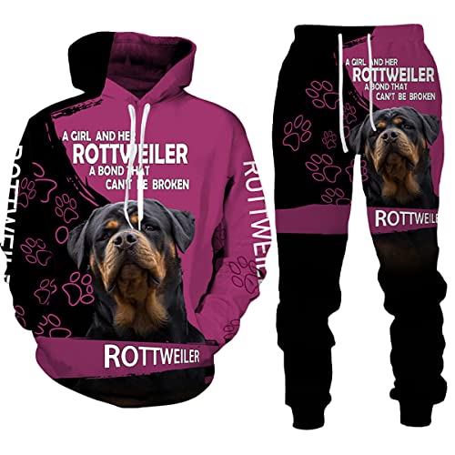 JJBKT De moda perro de mascota de cuerpo completo impresión 3D ropa deportiva de otoño con capucha traje sudadera pantalones de chándal traje, 6 (Reino Unido), L