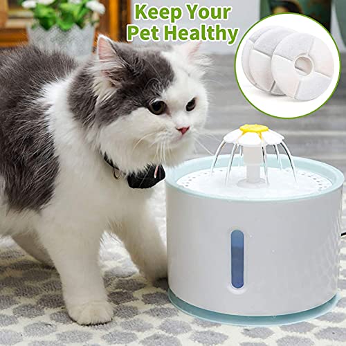 JJHOME 8 Paquetes de filtros para Beber Gato, Cartuchos de Filtro de Mascotas de Repuesto Frescos y Transparentes para Perros, Fuente de Agua con Flores para Gatos