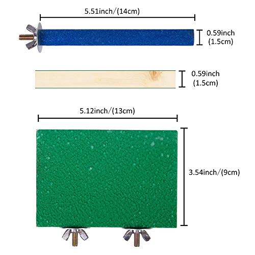 JKGHK Colorido pájaro Perca Soporte a Plataforma de Madera Natural del Patio de la Pata de molienda Limpia para Mascotas Cacatúas Rata Jaula Accesorio para Ejercicios Juguetes (4 Unidades)