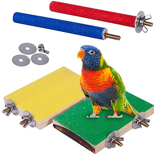 JKGHK Colorido pájaro Perca Soporte a Plataforma de Madera Natural del Patio de la Pata de molienda Limpia para Mascotas Cacatúas Rata Jaula Accesorio para Ejercicios Juguetes (4 Unidades)
