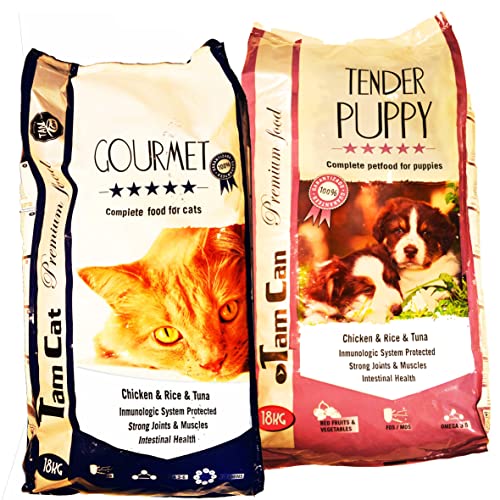 JLN 18KG Pienso Premium Gourmet para Gatos (atún y Pollo) y JLN 18KG Pienso para Perros Cachorros