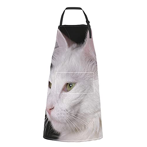 JOCHUAN Gato Angora Gatito Blanco Pura Sangre Mascota Encantadora Maids Delantal Gato Angora Gatito Blanco Pura Sangre Mascota Encantadora Corbata Ajustable con Bolsillos para Adulto