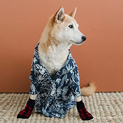 Jodsen 4 Pares de Calcetines Antideslizantes para Perro,Calcetines Antideslizantes para Perros con Diseño de Huellas de Pies Calcetines para Perros Calcetines para Mascotas para Mascotas Interior S