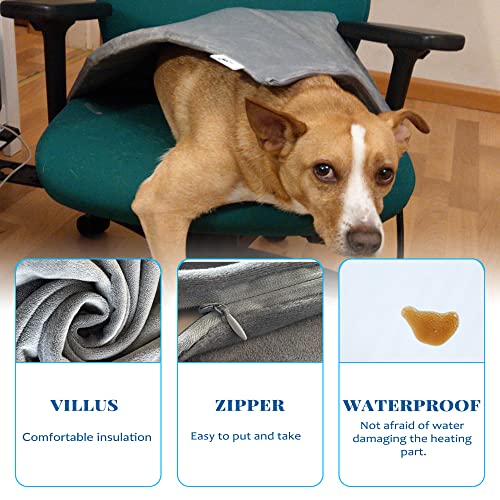 Jooheli Manta Eléctrica para Perros y Gatos, 70*45cm Manta Eléctrica para Mascotas con Temporizador y Tubo Anti-mordedura, Manta Autocalentable para Gatos & Perros, Almohadilla Térmica para Mascotas