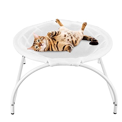 Jopwkuin Cama para Gatos, Portátil, Suave, Suministros para Mascotas, Hamaca para Mascotas, Cama para Gatos, para Dormir, para Gatos Escoceses, Plegable, Bobtail Americano, Caniche(Blanco)
