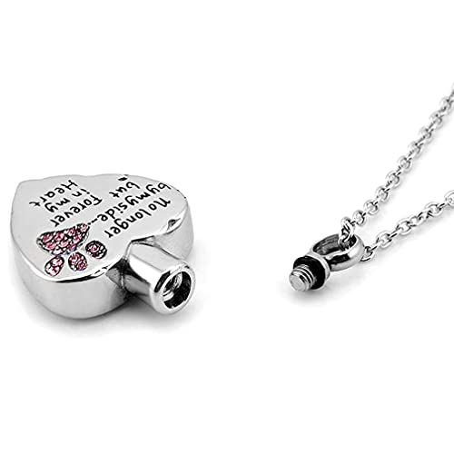 Joyería de cremación Conmemorativa Collar de Cenizas de urna de Recuerdo de Mascota con Personalidad Europea y Americana en Forma de corazón para Perro Gato (Rosa)