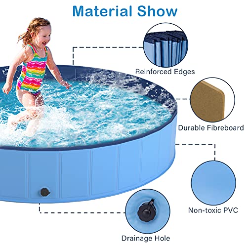 Joyshare Piscina para perros y gatos, piscina para perros y gatos, plegable, de PVC, antideslizante (80 cm de diámetro x 30 cm de altura)