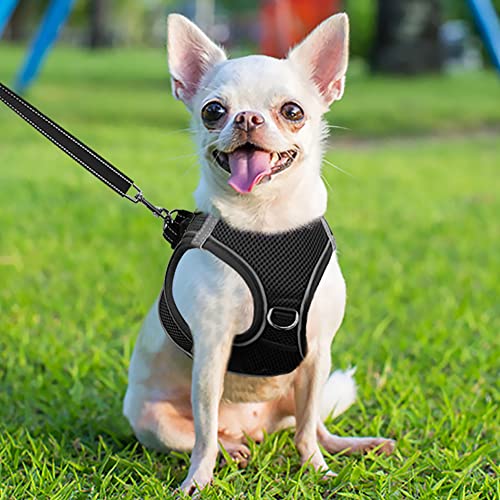 Joytale Arnes Perro, Reflectante Cómodo Transpirable Arnés, Perros Arneses Chaleco para Gato y Cachorros Perro, Negro, XS