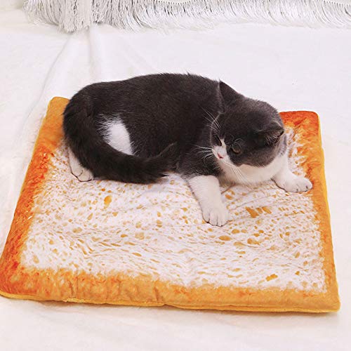 Judyd Pet Cat Dog Bed Mat y Juego de Manta Patrón Creativo Huevo Pizza Suministros de Invierno, Huevo Frito Simulación 3D Manta de Felpa de Gato Edredón, Huevo Frito