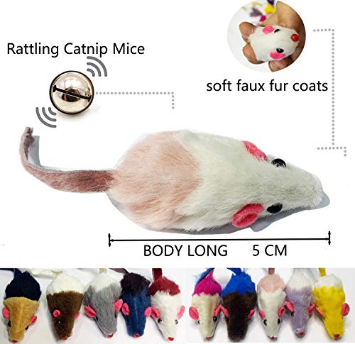 Juego de 10 Ratones para Juegos con Campana y Hierba gatera Juguete del Gato Juguetes interactivos de Las Mascotas del Juguete del Gato para el Gatito del Gato