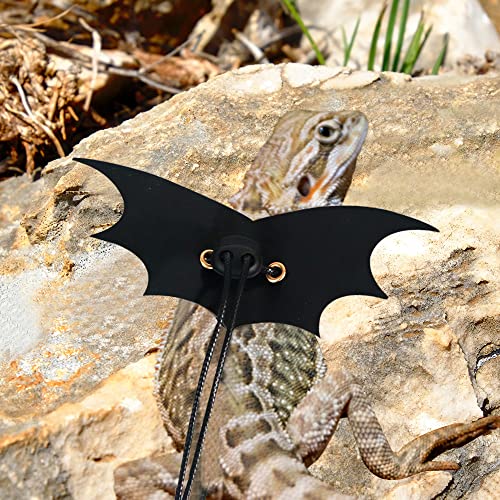 Juego de 3 correas y arneses ajustables con alas de murciélago, correa de cuero suave del mismo tamaño para dragón barbudo, anfibios, reptil (M)