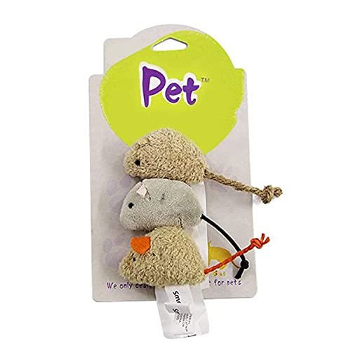 Juego de 3 piezas de ratón para gato. Juguetes de piel de ratón de cola larga, juguetes de gato C