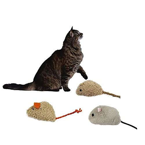 Juego de 3 piezas de ratón para gato. Juguetes de piel de ratón de cola larga, juguetes de gato C