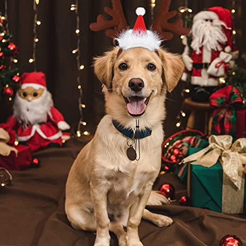 Juego de Gorro de Navidad Ajustable 3D con diseño de Perro de Navidad con Cornamenta, Gorro clásico de Alce, Accesorio para Disfraz de Navidad (Navidad)