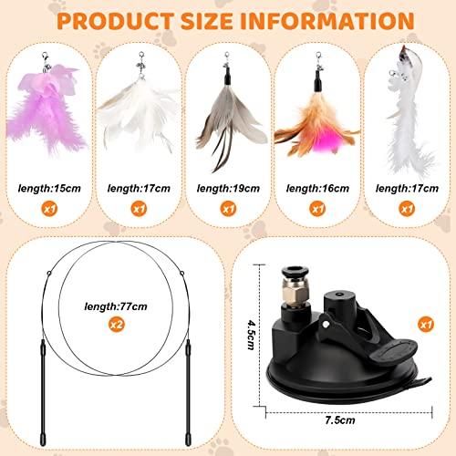 Juego de plumas interactivas para gatos, 8 unidades, plumas para gatos, juguete para gatos, varita mágica y estable