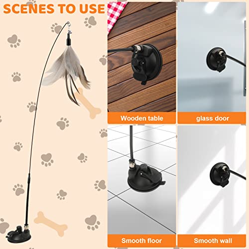 Juego de plumas interactivas para gatos, 8 unidades, plumas para gatos, juguete para gatos, varita mágica y estable