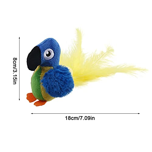 Juguete automático para gatos con pájaro chirriante, juguete para gatos con sonido con sonido de pájaro chirriante realista, juguete electrónico de franela para gatos con forma de loro, para que los g