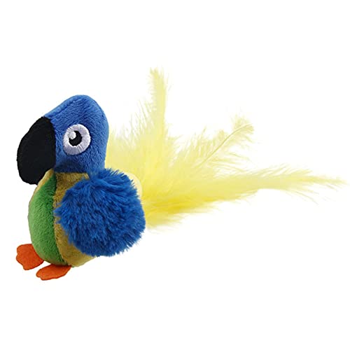 Juguete automático para gatos con pájaro chirriante, juguete para gatos con sonido con sonido de pájaro chirriante realista, juguete electrónico de franela para gatos con forma de loro, para que los g
